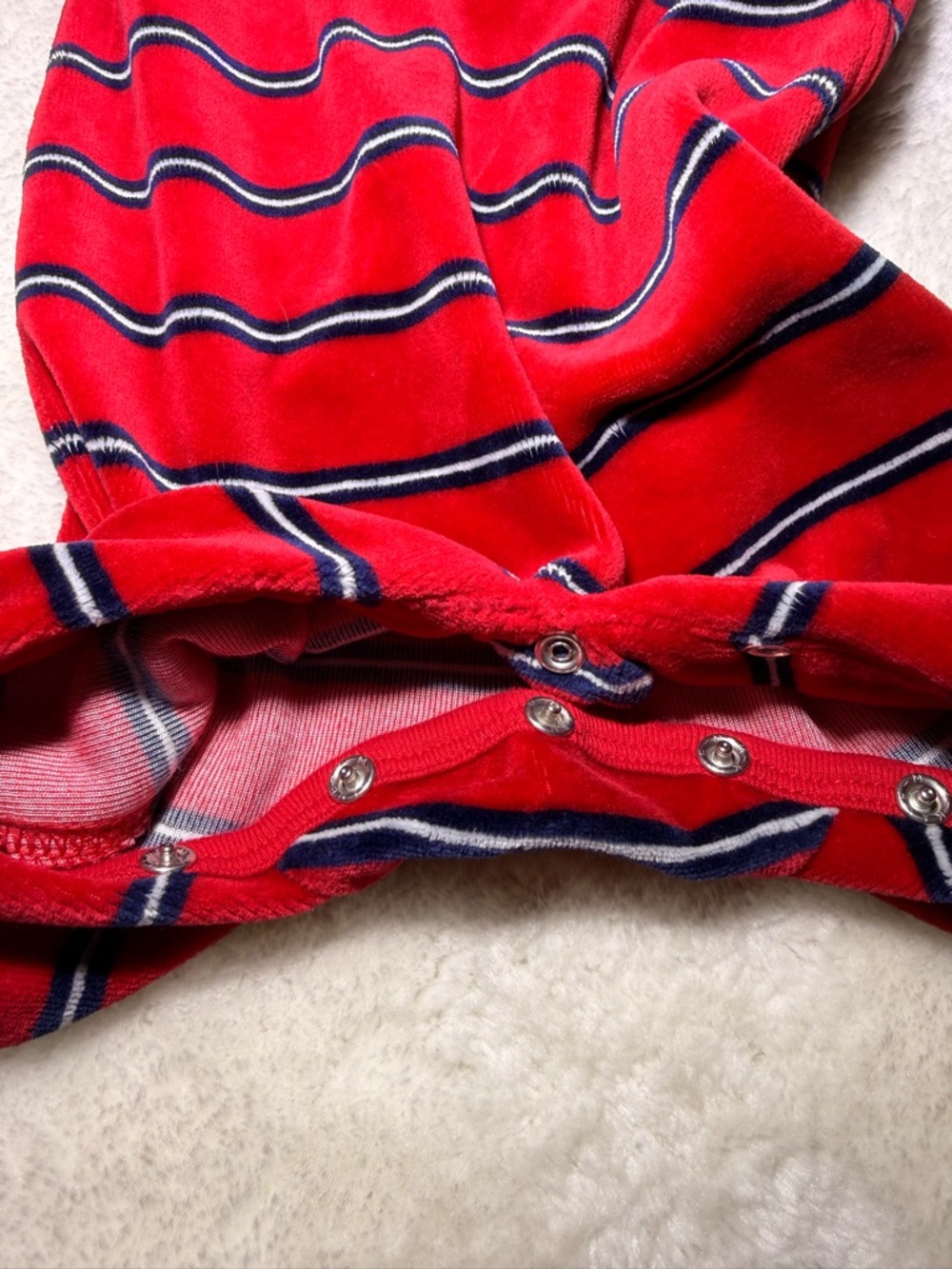 Ralph Lauren Baby Boy's Striped French Rib Coverall Red velour size NB - Picture 6 of 7